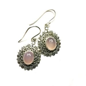Rose Quartz 925 Sterling Silver Earrings